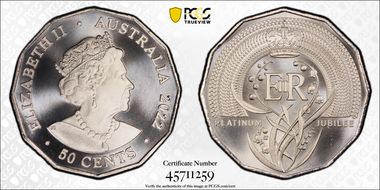 2022 50C Elizabeth II Platinum Jubilee MS69