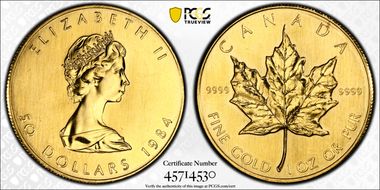 1984 $50 Maple Leaf/Au MS63
