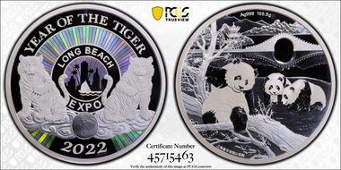 2022 Medal Long Beach Expo 5oz Ag Year of the Tiger Thomas S. Cleveland PR70DCAM