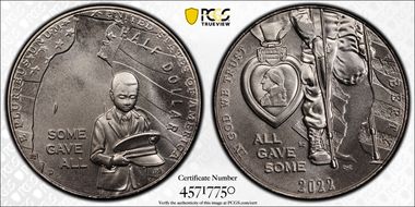 2022-D 50C National Purple Heart Hall of Honor MS70