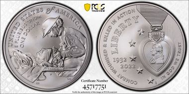 2022-W $1 National Purple Heart Hall of Honor MS69