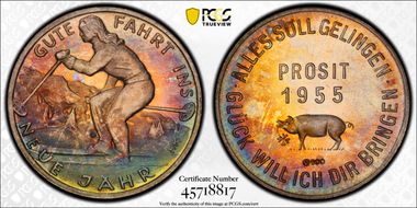 1955 Token Have a Good Journey into the New Year Ag MS67