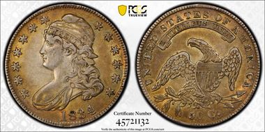 1834 50C Large Date, Small Letters XF45