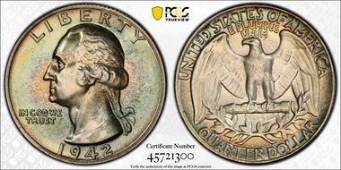 1942 25C PR67+