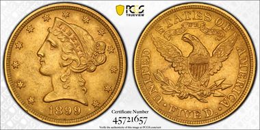 1899 $5 MS62