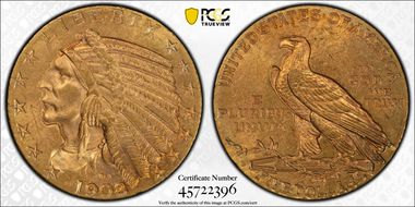 1908-D $5 MS63