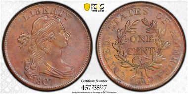 1807 1C S-276, Large Fraction MS63BN