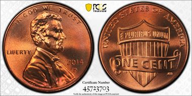 2014-D 1C Shield MS68RD