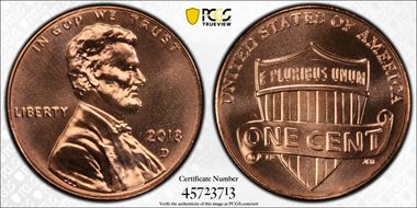 2018-D 1C Shield MS67RD