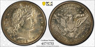1915-S 25C MS62
