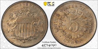 1866 5C AU58