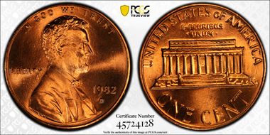 1982-D 1C Zinc, Small Date MS68+ RD