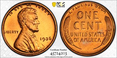 1936 1C Brilliant PR67RD