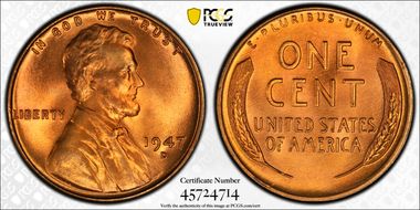 1947-D 1C MS67RD