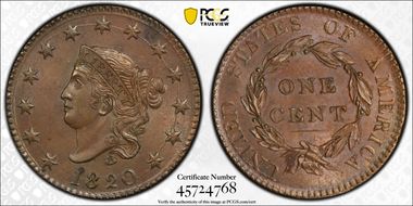 1820 1C Large Date MS63BN