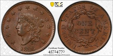 1826 1C N-7 MS63+ BN