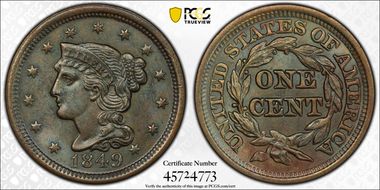 1849 1C Newcomb 20 MS64BN