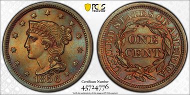 1856 1C Upright 5 MS66BN