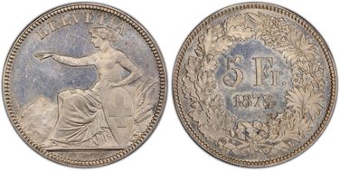 1873 B 5 Fr MS63
