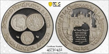2021-LG LR Medal Independence Bicentennial Ag Numismatic Society of Mexico SP69