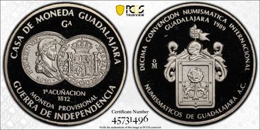 1989-Mo Medal 10th Numismatic Convention Guadalajara Ag SP68
