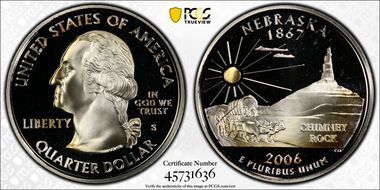 2006-S 25C Nebraska Silver PR68DCAM