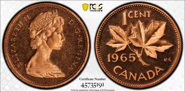 1965 1C Type 2, Sm Beads, Bl 5 PL65RD