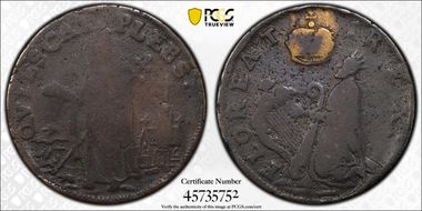 1670s NJ 1/4P Saint Patrick, Martin 1c.17-Ca.14 VG10BN