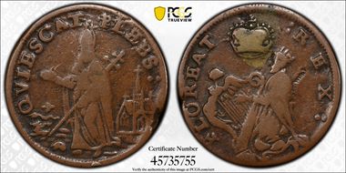 1670s NJ 1/4P Saint Patrick, Martin 1c.20-Da.2 VF25BN