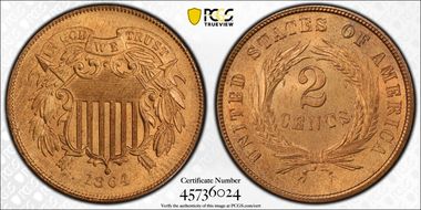 1864 2C Large Motto MS65RD