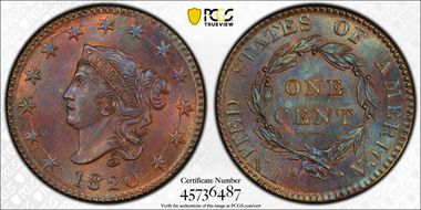 1820 1C Large Date MS64BN