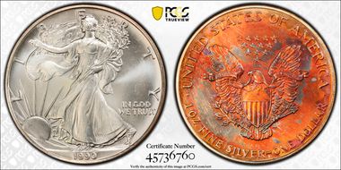 1990 $1 Silver Eagle MS66