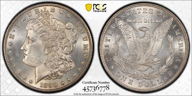 1890-CC $1 Tailbar MS64