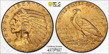 1911-S $5 MS63+