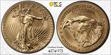2022-W $50 Burnished Gold Eagle  First Strike SP70