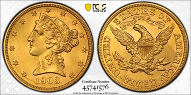 1903 $5 MS64