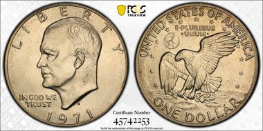 1971-S $1 FS-401, Peg Leg MS66