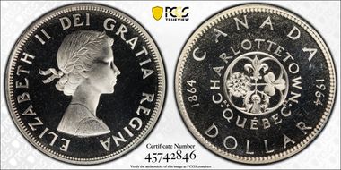 1964 S$1 Confederation Ag PL66DCAM