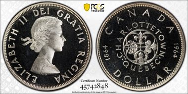 1964 S$1 Confederation Ag PL66DCAM