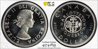 1964 S$1 Confederation No Dot Ag PL66CAM
