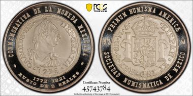 1973-Mo Medal Numismatic Society Ag 1772 8 real SP69