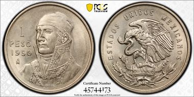1950-Mo Peso KM-457  Ag MS67