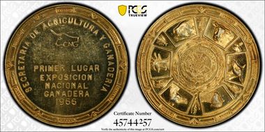 1966 Medal Grove-E-58ap Gilt-Ag MS61