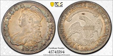 1827 50C Square Base 2 AU50