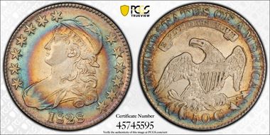 1828 50C Square 2, Small 8s, Lg. Letters XF45