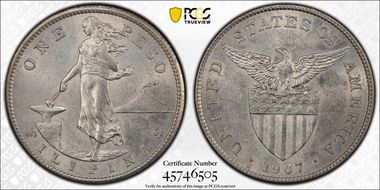 1907-S Peso AU55