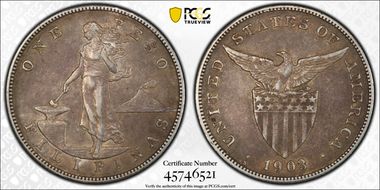 1903-S Peso KM-168  Ag AU50