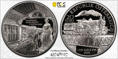 2008 € 20 Kaiserin Elisabeth Westbahn PR70DCAM