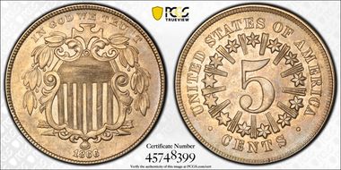 1866 5C Rays AU50