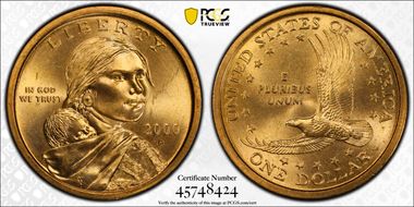 2000-P SAC$1 Wounded Eagle MS65
